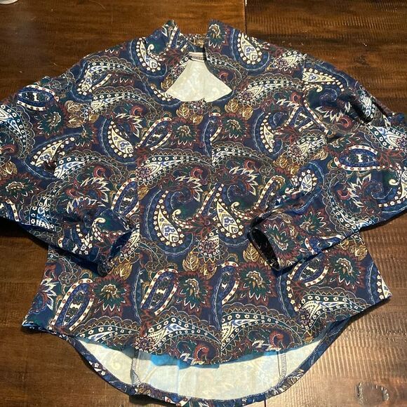 Vintage Rockies Paisley keyhole Long Sleeve button up Ladies - Picture 1 of 12